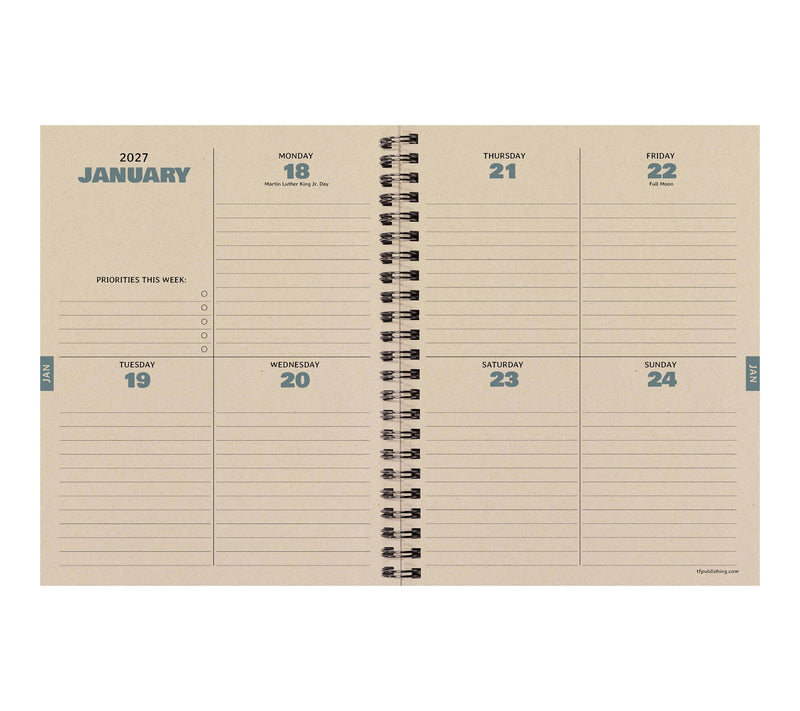 TF Publishing Blue Flannel Medium Weekly Monthly Planner — View 2
