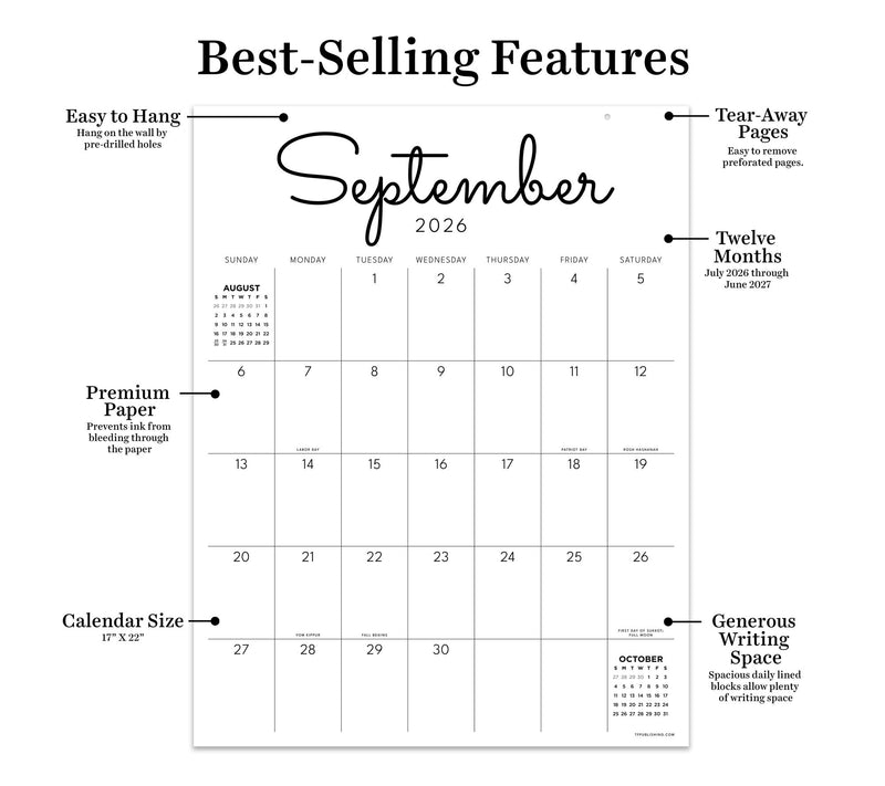 TF Publishing Large Art Poster Wall Calendar July 26- June 27 — View 2