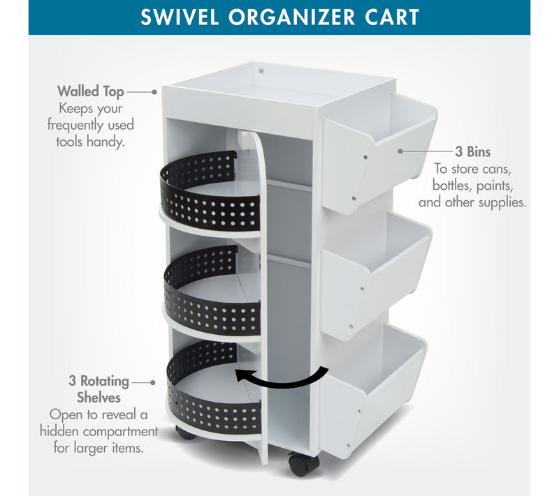 Studio Designs 4 Sided Swivel Mobile OrganizerCart — View 3