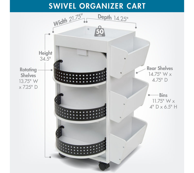 Studio Designs 4 Sided Swivel Mobile OrganizerCart — View 2