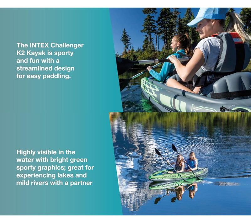 Intex Challenger K2 2 Person 11.5ft InflatableKayak Set — View 5