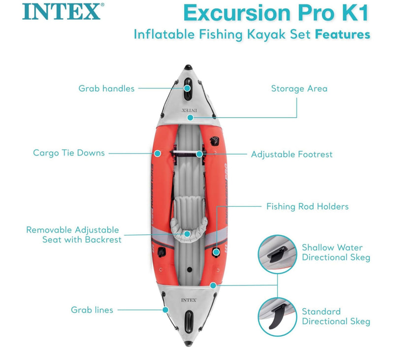 Intex Excursion Pro K1 10 ft Inflatable Kayak Set — View 4