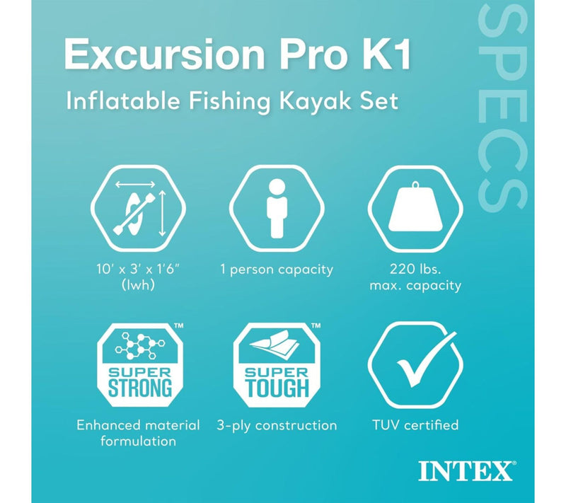 Intex Excursion Pro K1 10 ft Inflatable Kayak Set — View 5