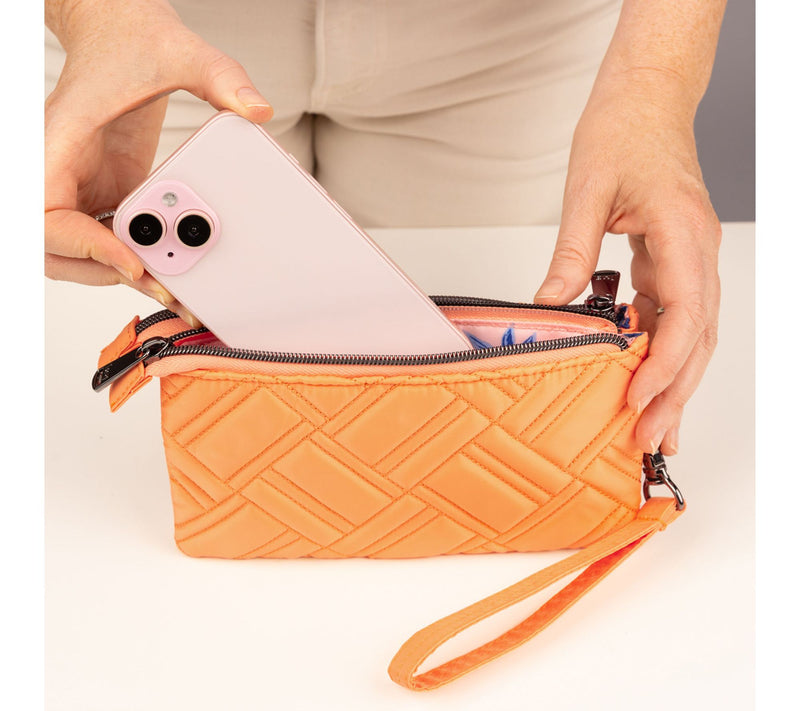 Lug Quilted Top Zip Pouch with Wristlet Strap-Frolic — View 3