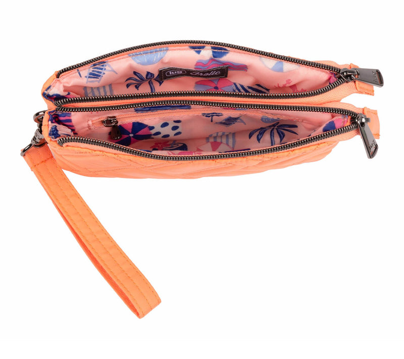 Lug Quilted Top Zip Pouch with Wristlet Strap-Frolic — View 6