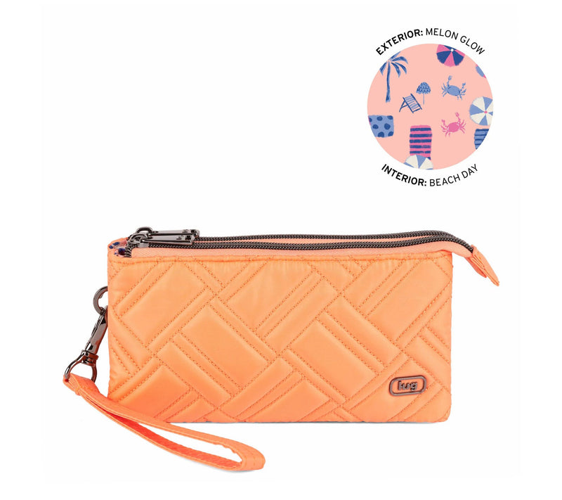 Lug Quilted Top Zip Pouch with Wristlet Strap-Frolic — Main view
