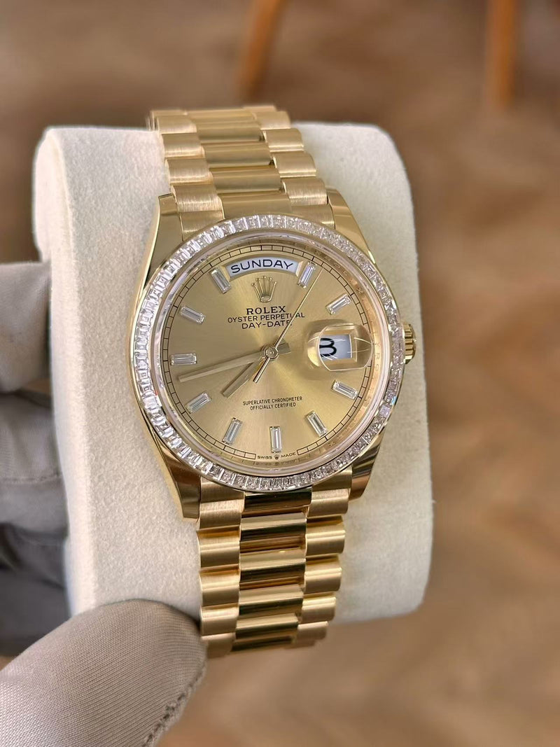 Rolex Day-Date 128398TBR-0037 – Baguette Diamond Bezel & Baguette Diamond Hour Markers — View 7