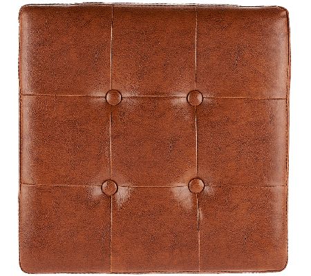 Set of 2 Faux Leather Fold-up Storage Ottomans w/Tray by Valerie — View 17