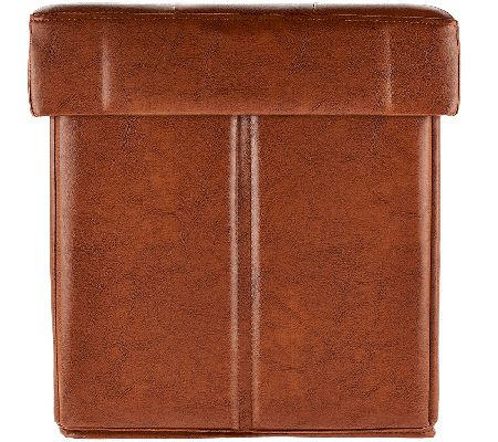 Set of 2 Faux Leather Fold-up Storage Ottomans w/Tray by Valerie — View 16