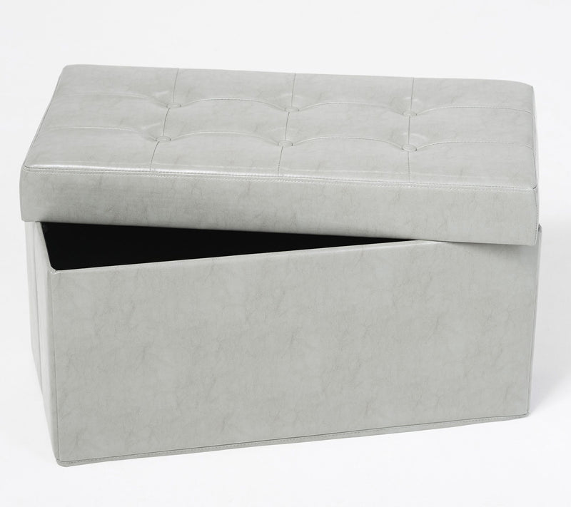 Faux Leather Tufted Collapsible Bench w/ Tray by Valerie — View 21