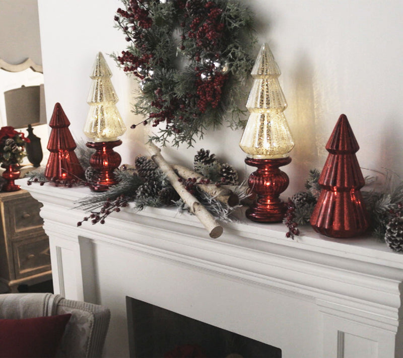 Set of 2 Lit Candle Holder Pedestals with Mirror Inserts by Valerie — View 23