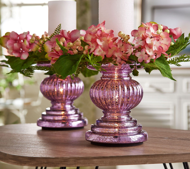 Set of 2 Lit Candle Holder Pedestals with Mirror Inserts by Valerie — View 20