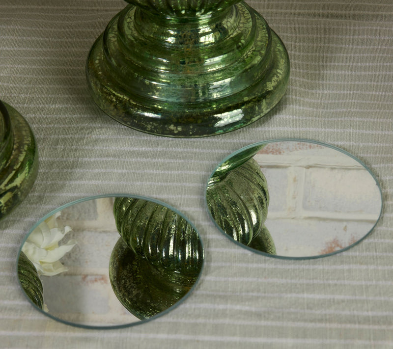 Set of 2 Lit Candle Holder Pedestals with Mirror Inserts by Valerie — View 18