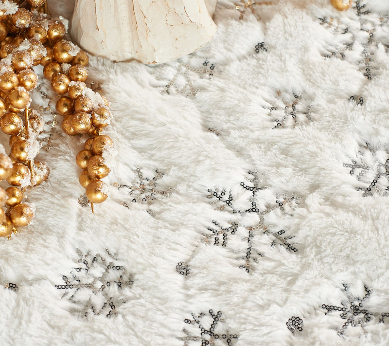4' Plush Sequin Snowflake Design Scarf Accent by Valerie — View 2