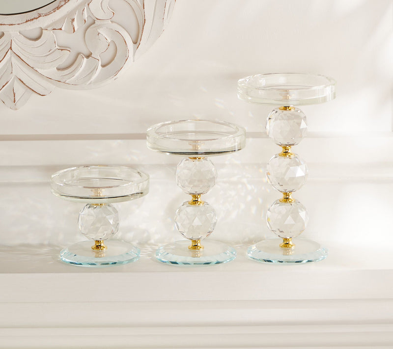Set of 3 Faceted Glass Crystal Pedestals by Valerie — View 6