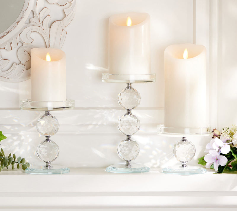 Set of 3 Faceted Glass Crystal Pedestals by Valerie — View 5