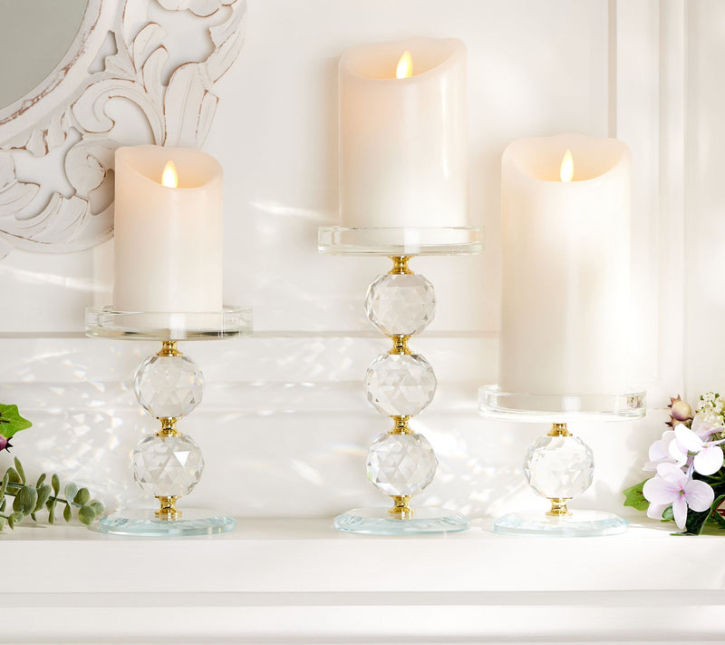 Set of 3 Faceted Glass Crystal Pedestals by Valerie — Main view