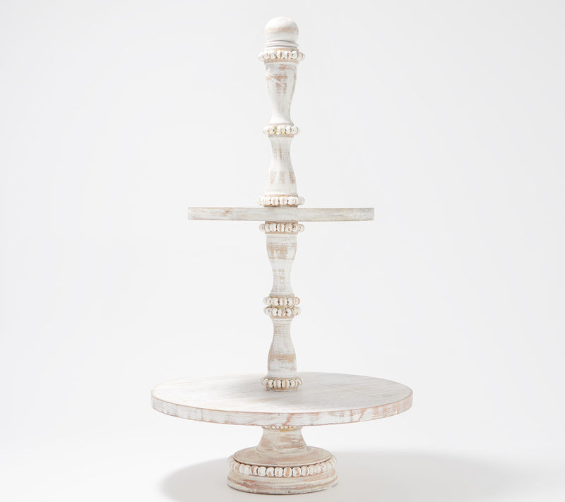 Beaded Wooden Two-Tiered Server Display by Valerie — View 5