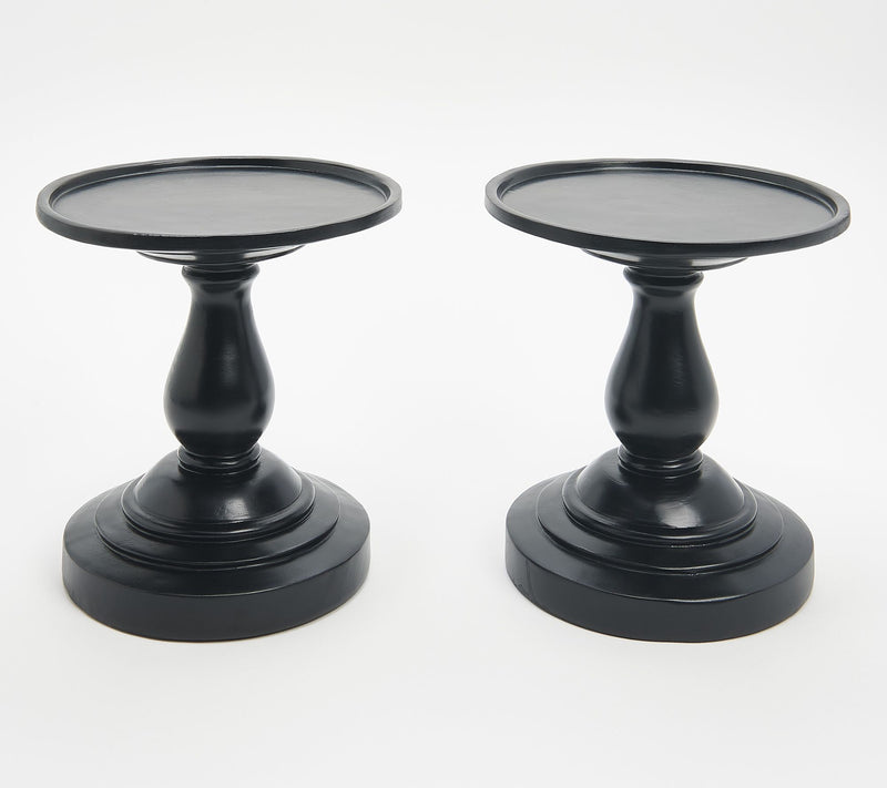 Set of 2 7" Pedestal Candle Holders by Valerie — View 18