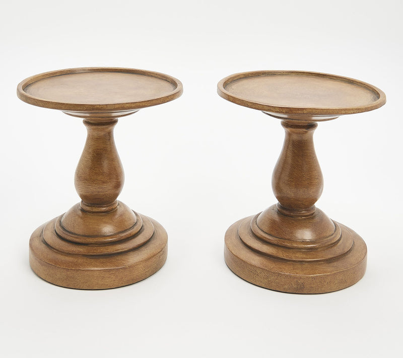 Set of 2 7" Pedestal Candle Holders by Valerie — View 19