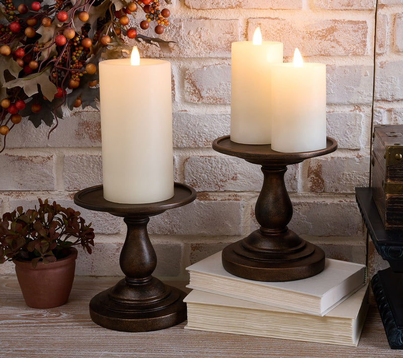 Set of 2 7" Pedestal Candle Holders by Valerie — View 3