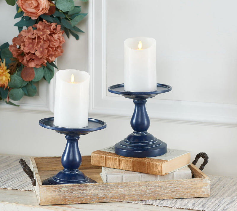 Set of 2 7" Pedestal Candle Holders by Valerie — View 9