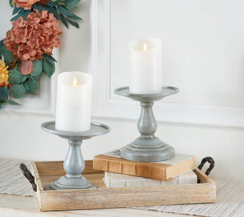Set of 2 7" Pedestal Candle Holders by Valerie — View 5