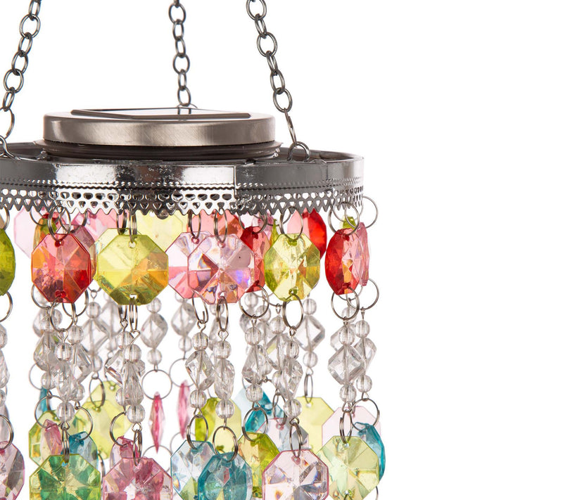 Glitzhome Solar LED Lighted Jewel Beaded Wind C hime-Multi — View 5