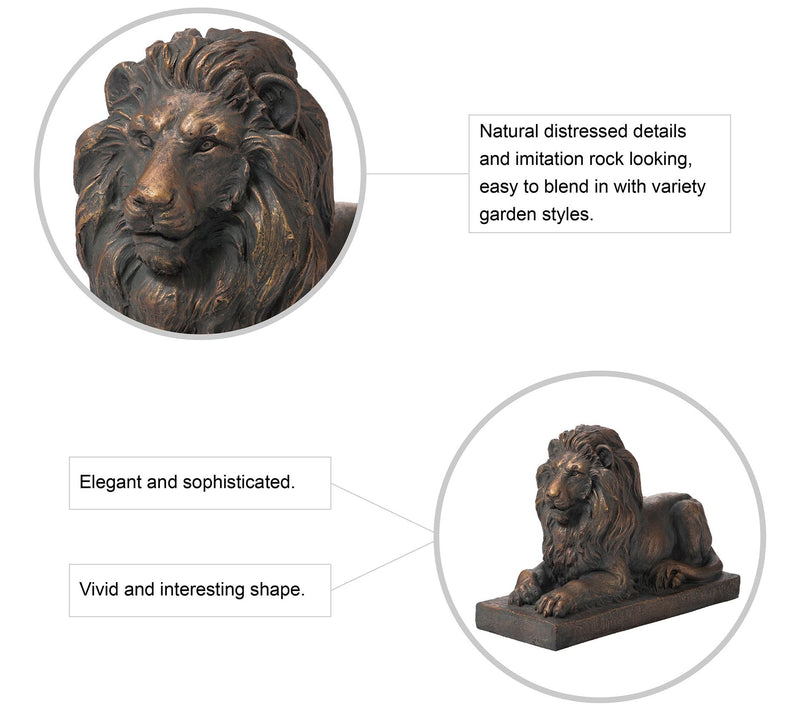 Glitzhome Majestic King Lying Lion Lawn Garden Statue — View 7