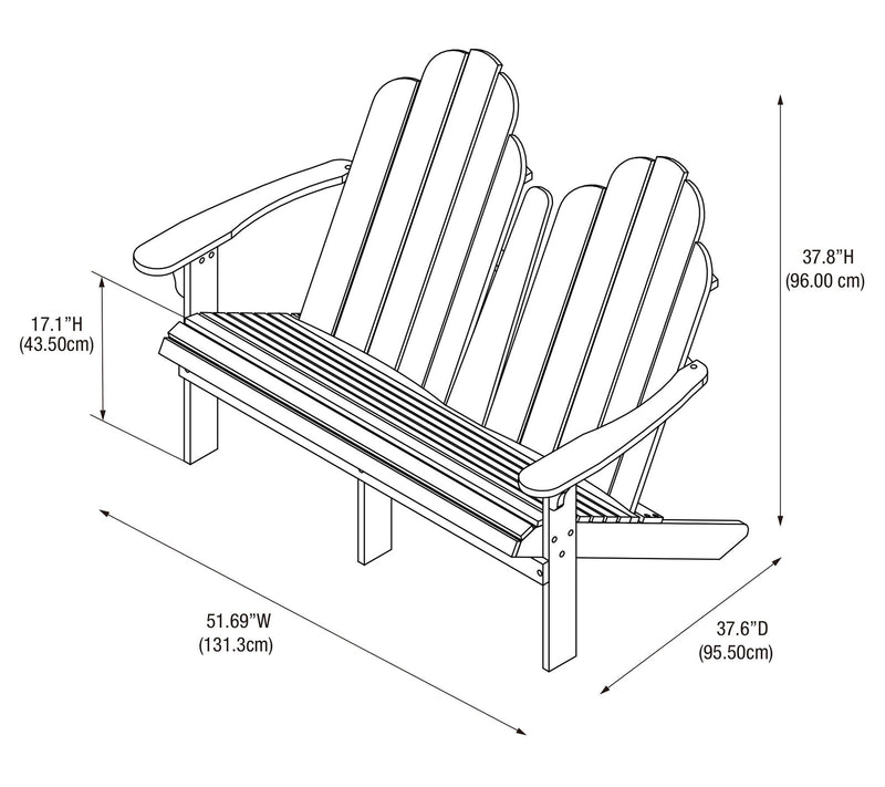 Linon Home Outdoor Silas Adirondack Double Bench — View 10