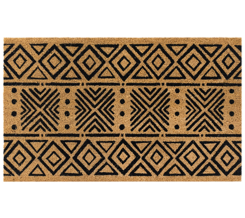 Lush Decor Natura Mudcloth Outdoor Mat Black 1" x 30" — Main view