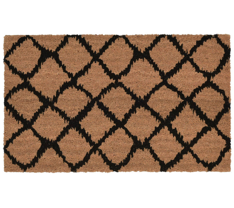 Lush Decor Natura Ikat Lattice Outdoor Mat Blak 18" x 30" — Main view