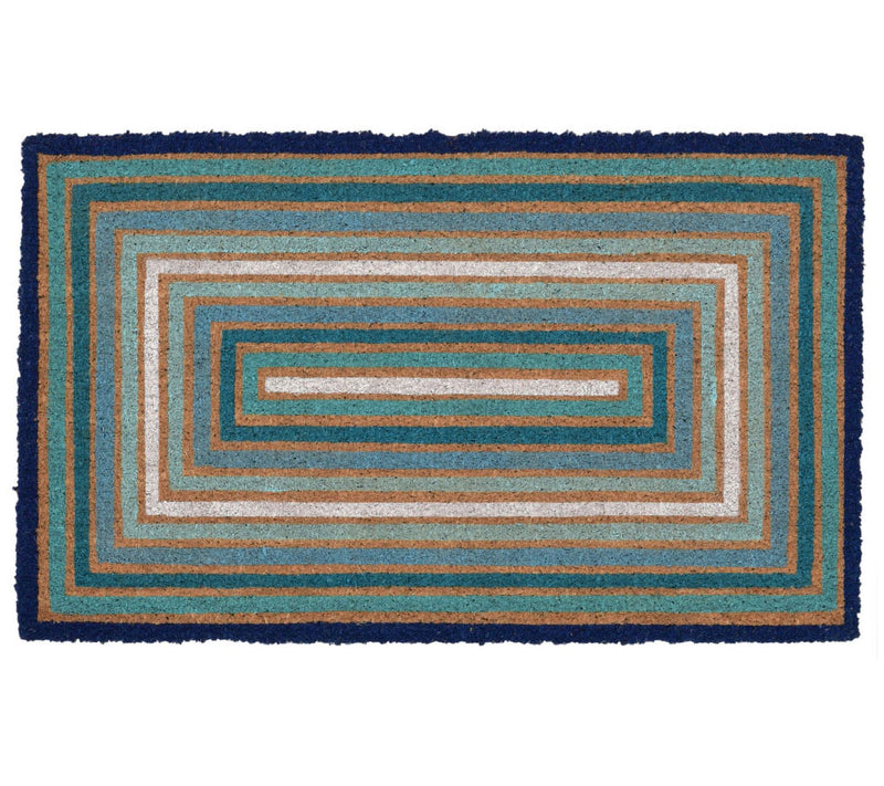 Lush Decor Natura Boxes Outdoor Mat Blue 18" x30" — Main view