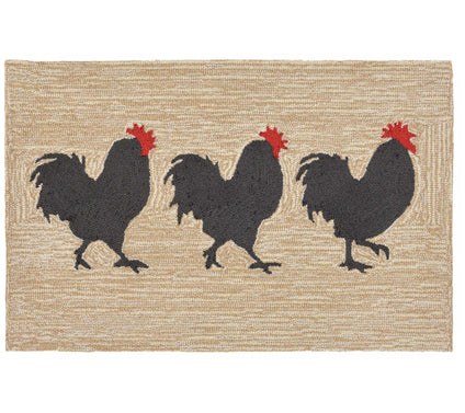 Lush Decor Frontporch Roosters In-Out Rug Neutal 24" x 36"