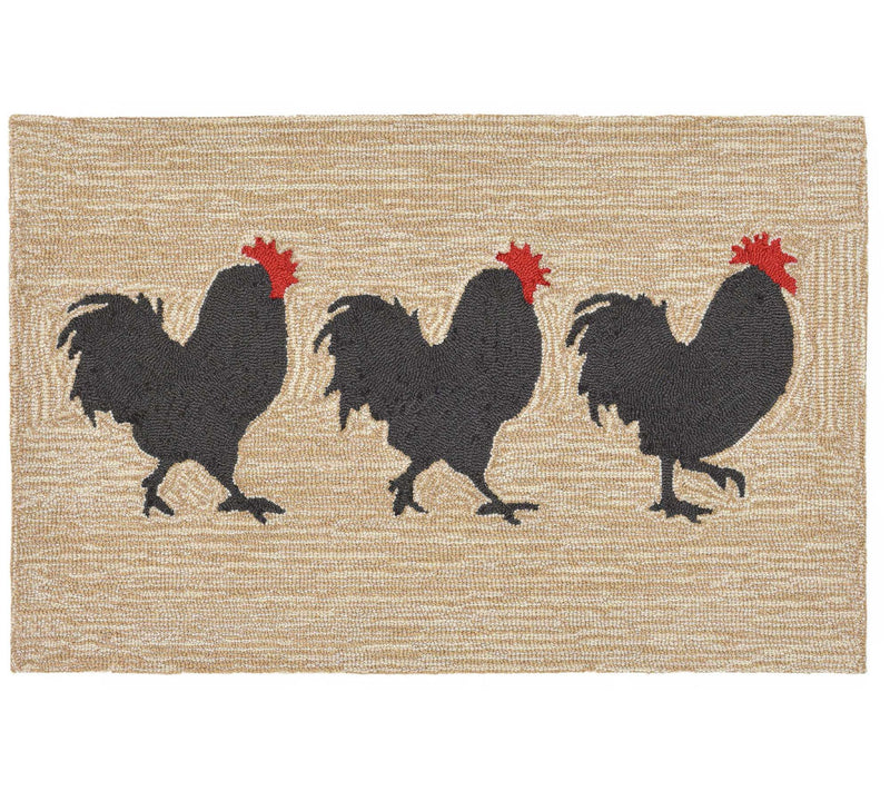 Lush Decor Frontporch Roosters In-Out Rug Neutal 24" x 36" — Main view