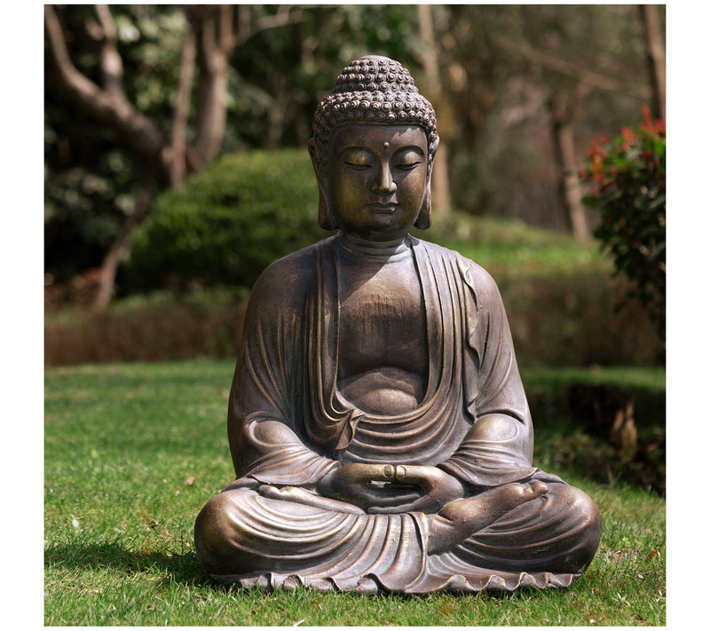 Glitzhome Meditating Zen Buddha Lawn Garden Statue - Large — View 3