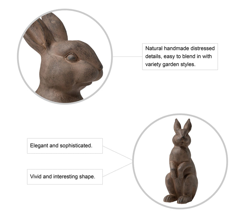 Glitzhome Sweet Standing Bunny Lawn Garden Statue — View 5