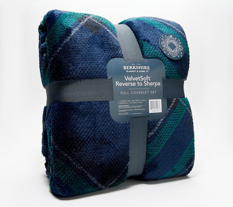 Berkshire Plaid Velvet Soft Bonded Dobby Coverlet Set - King — View 6