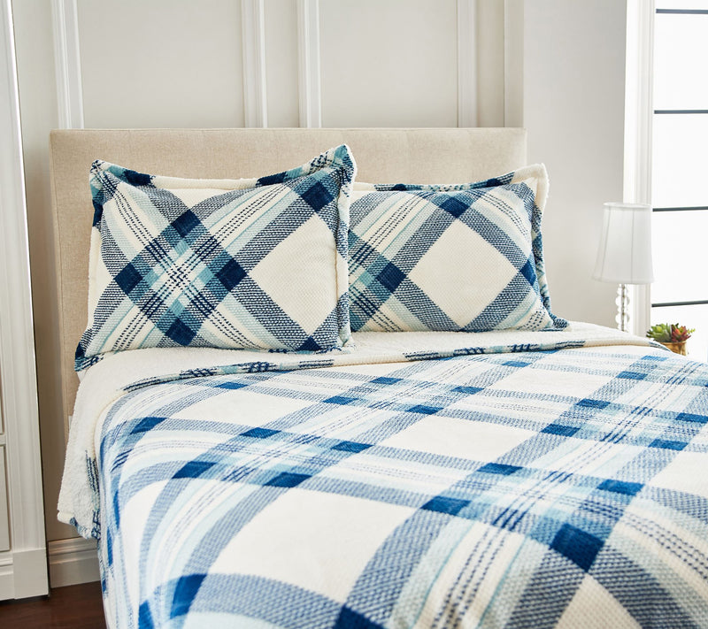 Berkshire Plaid Velvet Soft Bonded Dobby Coverlet Set - King — View 2