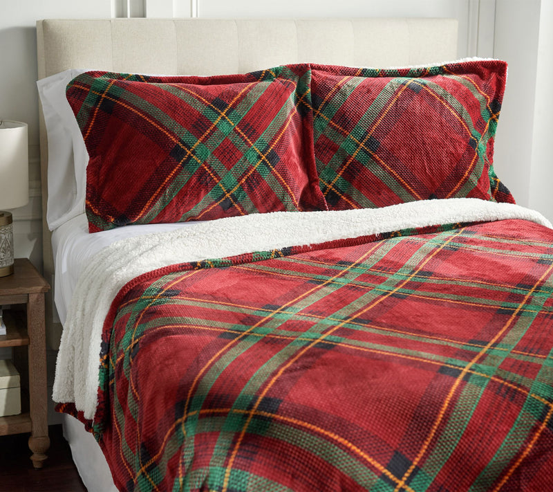 Berkshire Plaid Velvet Soft Bonded Dobby Coverlet Set - King — View 13