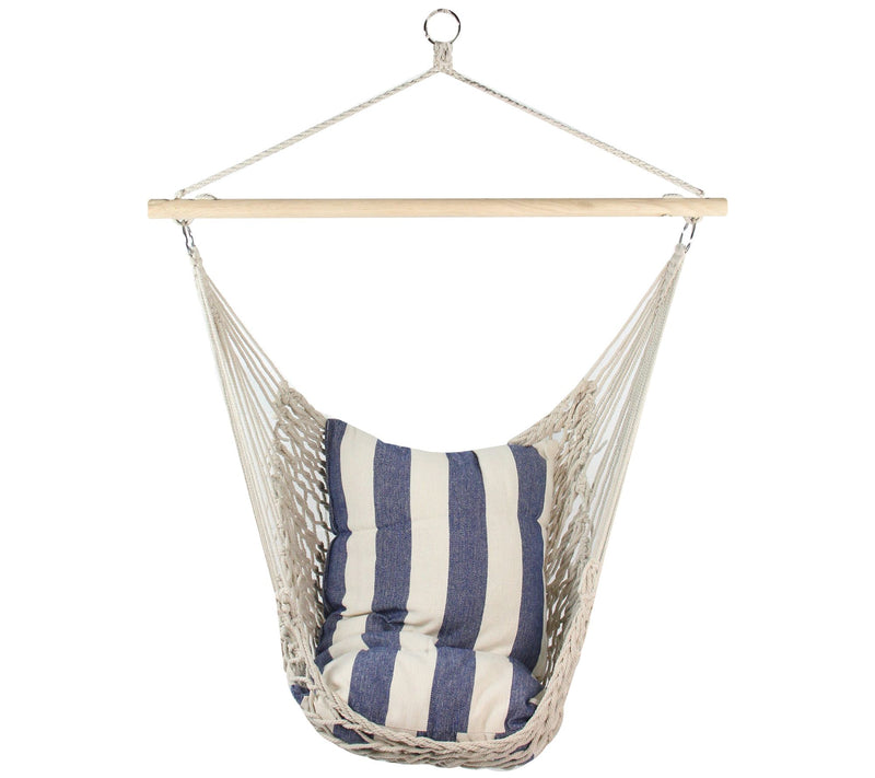 Northlight 46" White & Blue Striped Hammock Chair with Bar — View 3