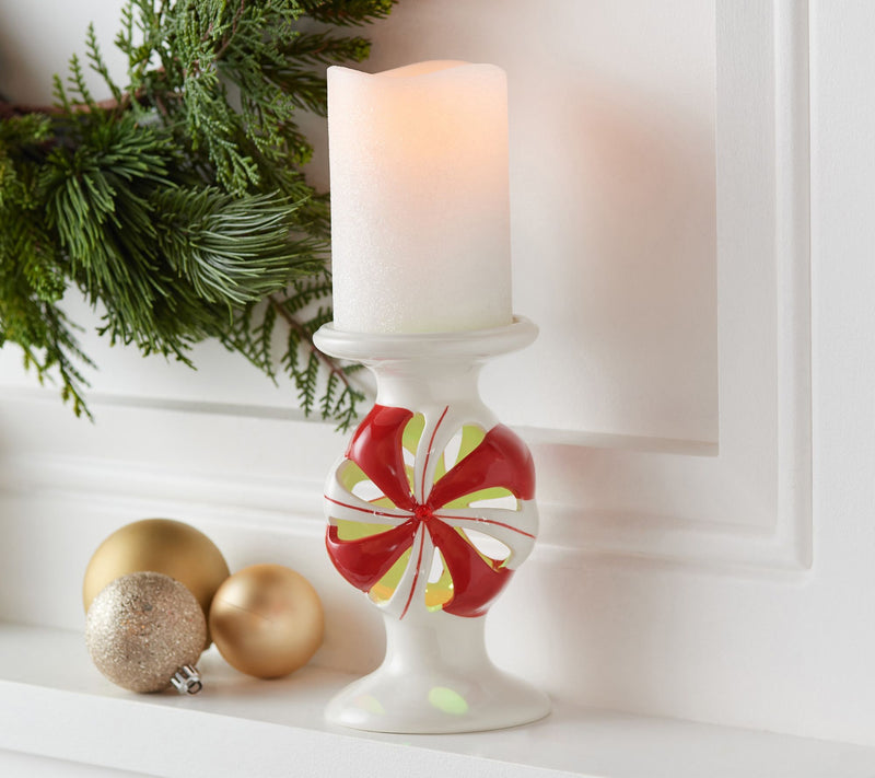 Lightscapes Peppermint Pedestal with Lightscapes Candle — View 11