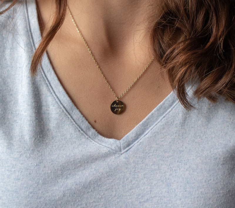 The Vintage Sparrow Choose Joy 17" 14K Plated Pendant Necklace — View 6