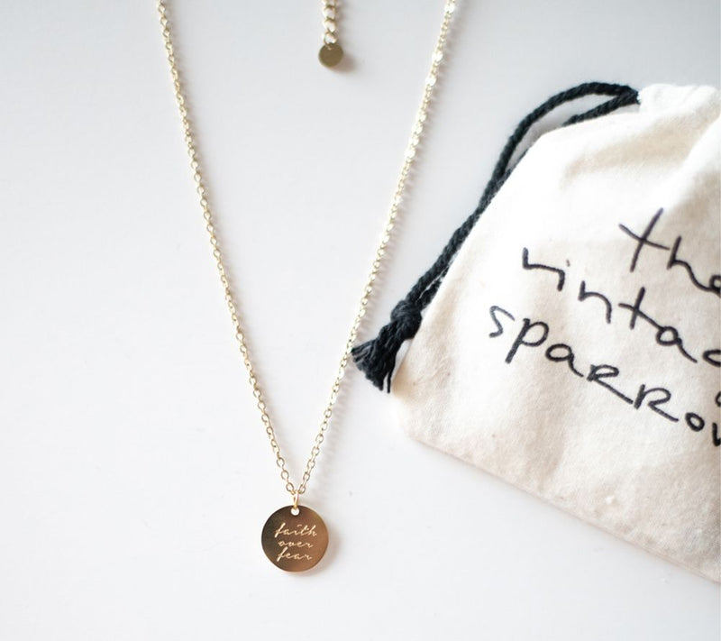 The Vintage Sparrow Faith Over Fear 17" 14K Pla ted Necklace — View 5