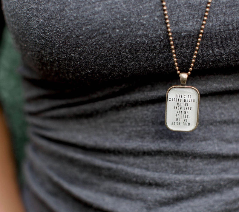 The Vintage Sparrow Strong Woman 30" Brass Pendant Necklace — View 4