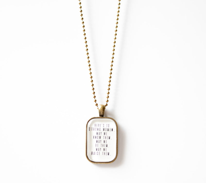 The Vintage Sparrow Strong Woman 30" Brass Pendant Necklace — Main view