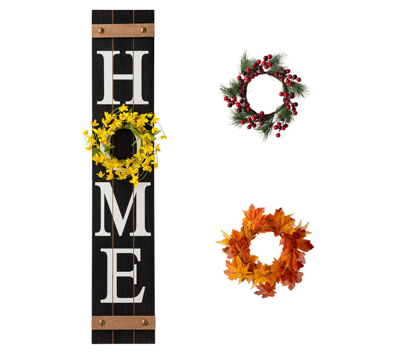 Glitzhome Home Sign with Spring, Fall, Holiday Wreaths — View 7