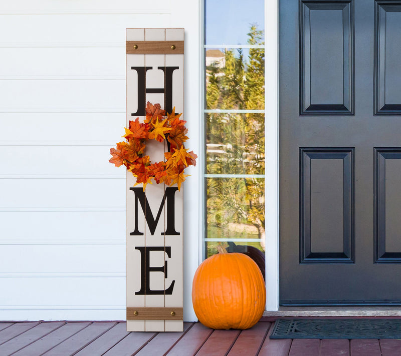 Glitzhome Home Sign with Spring, Fall, Holiday Wreaths — View 13