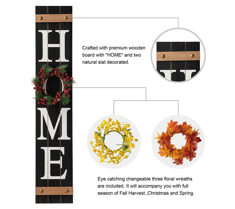 Glitzhome Home Sign with Spring, Fall, Holiday Wreaths — View 11