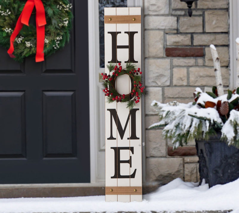 Glitzhome Home Sign with Spring, Fall, Holiday Wreaths — View 14